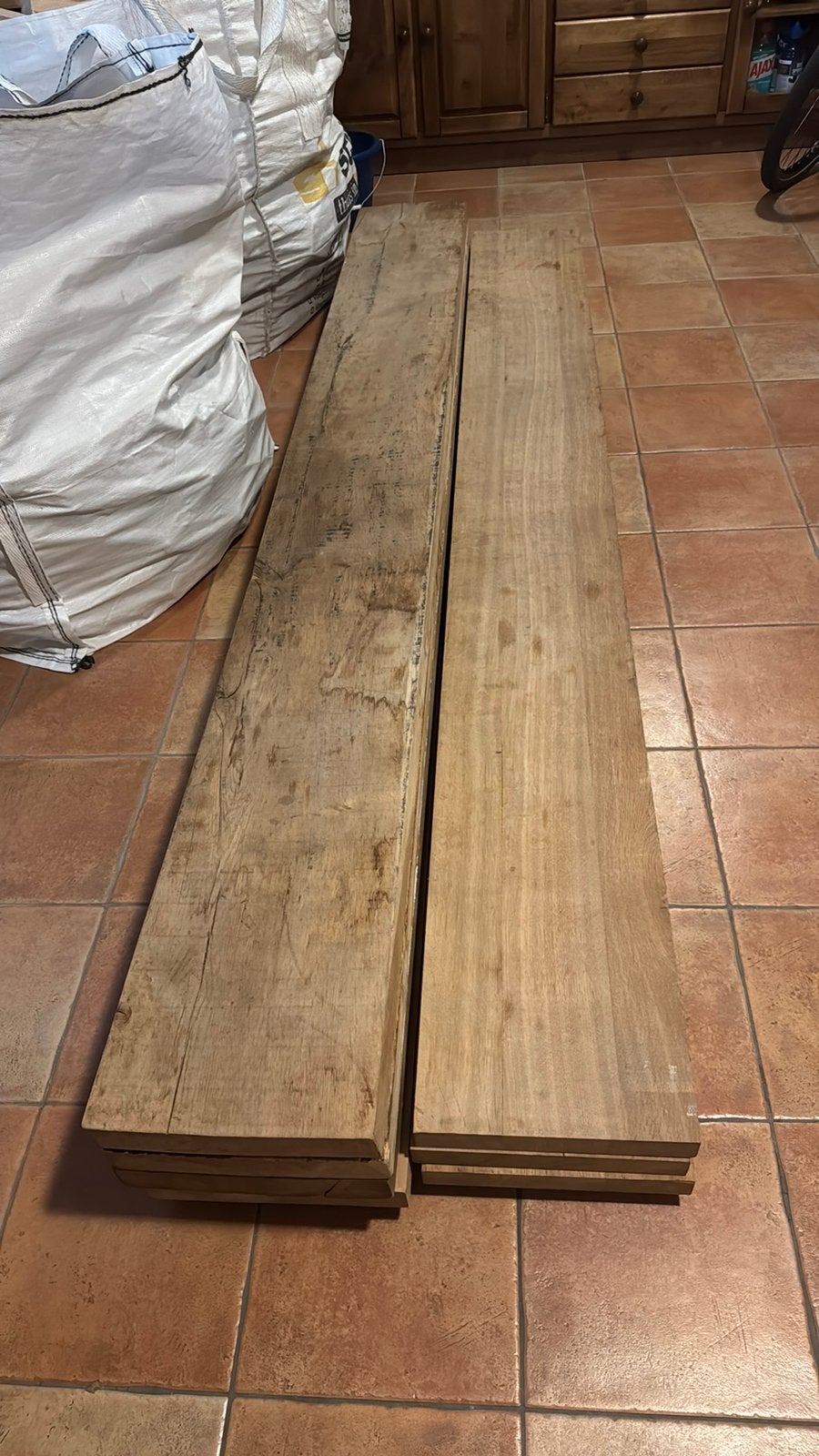 Eiken houten planken, Doe-het-zelf en Verbouw, Hout en Planken, Ophalen, Gebruikt, 25 tot 50 mm, Eiken
