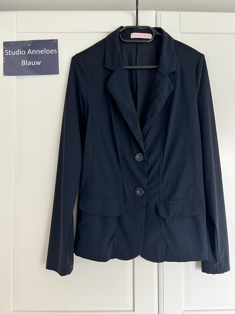 Studio anneloes clean blazer L donkerblauw travelstof, Blauw, Maat 42/44 (L), Ophalen of Verzenden, Zo goed als nieuw