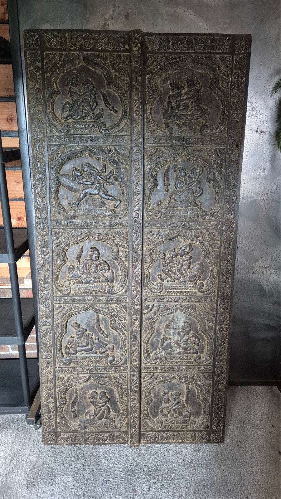 Authentiek oosters houten wandpaneel kamasutra, Ophalen