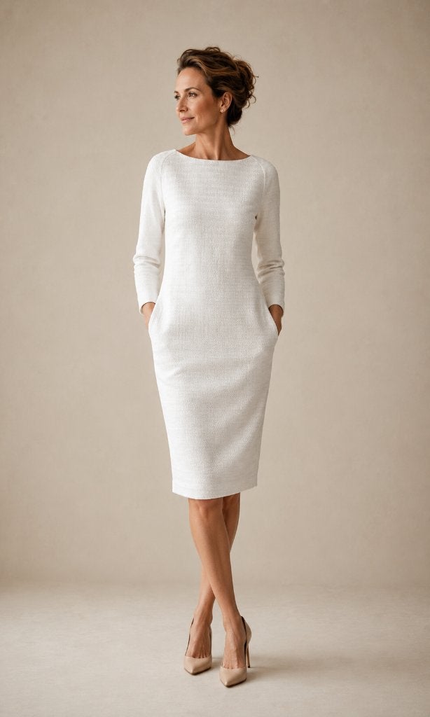 Natan Edition 5 Witte Jurk Structuurstof Quiet Luxury EU 38, Maat 38/40 (M), Verzenden, Wit, Zo goed als nieuw