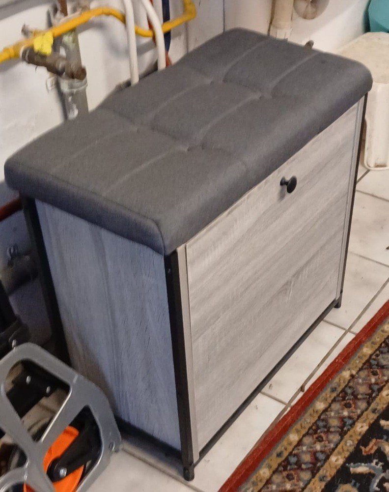 Schoenenkast met zitkussen - Grijs/Houtlook, Ophalen, Gebruikt, Modern, Scandinavisch