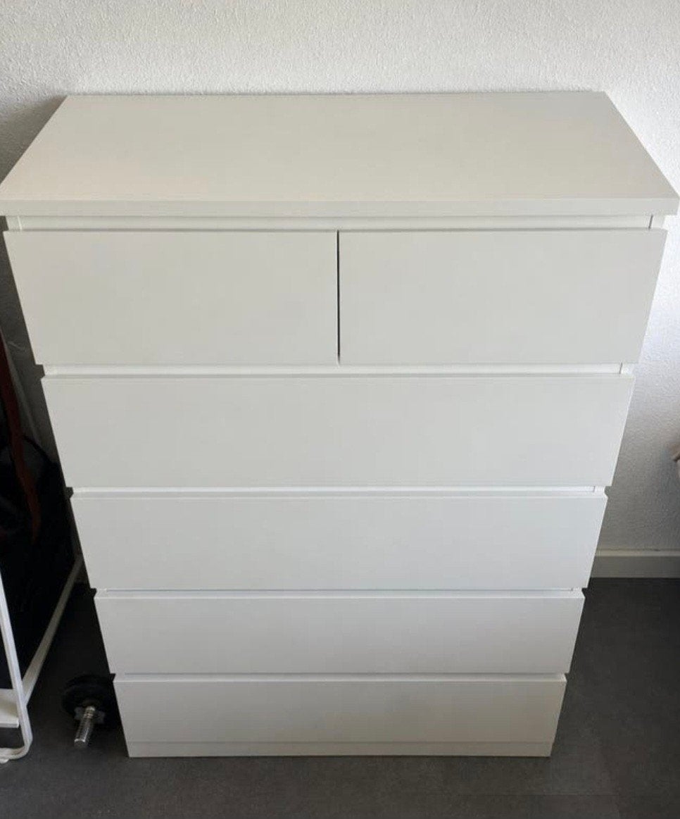 2x IKEA MALM ladekast met 6 lades, wit, Huis en Inrichting, Kasten | Ladekasten, Ophalen, 5 laden of meer, 100 tot 150 cm, 50 tot 100 cm