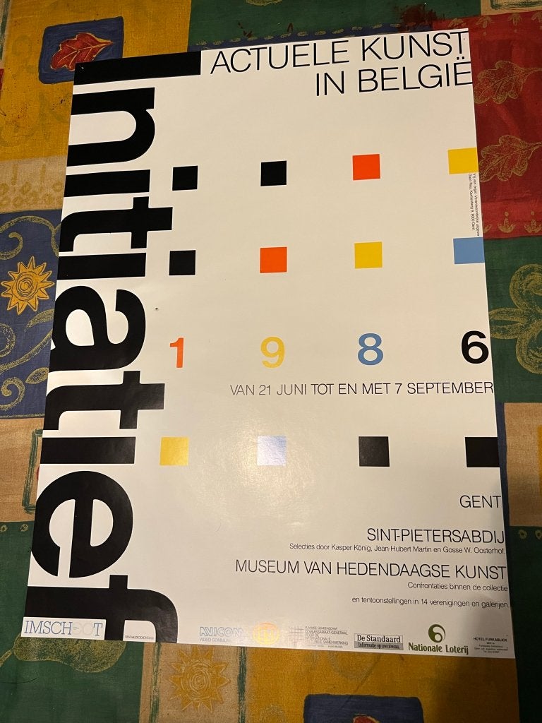Vintage poster, Actuele kunst in België - 1986 *Sint-Pieters, Verzamelen, Rechthoekig Staand, Deurposter of groter, Ophalen of Verzenden