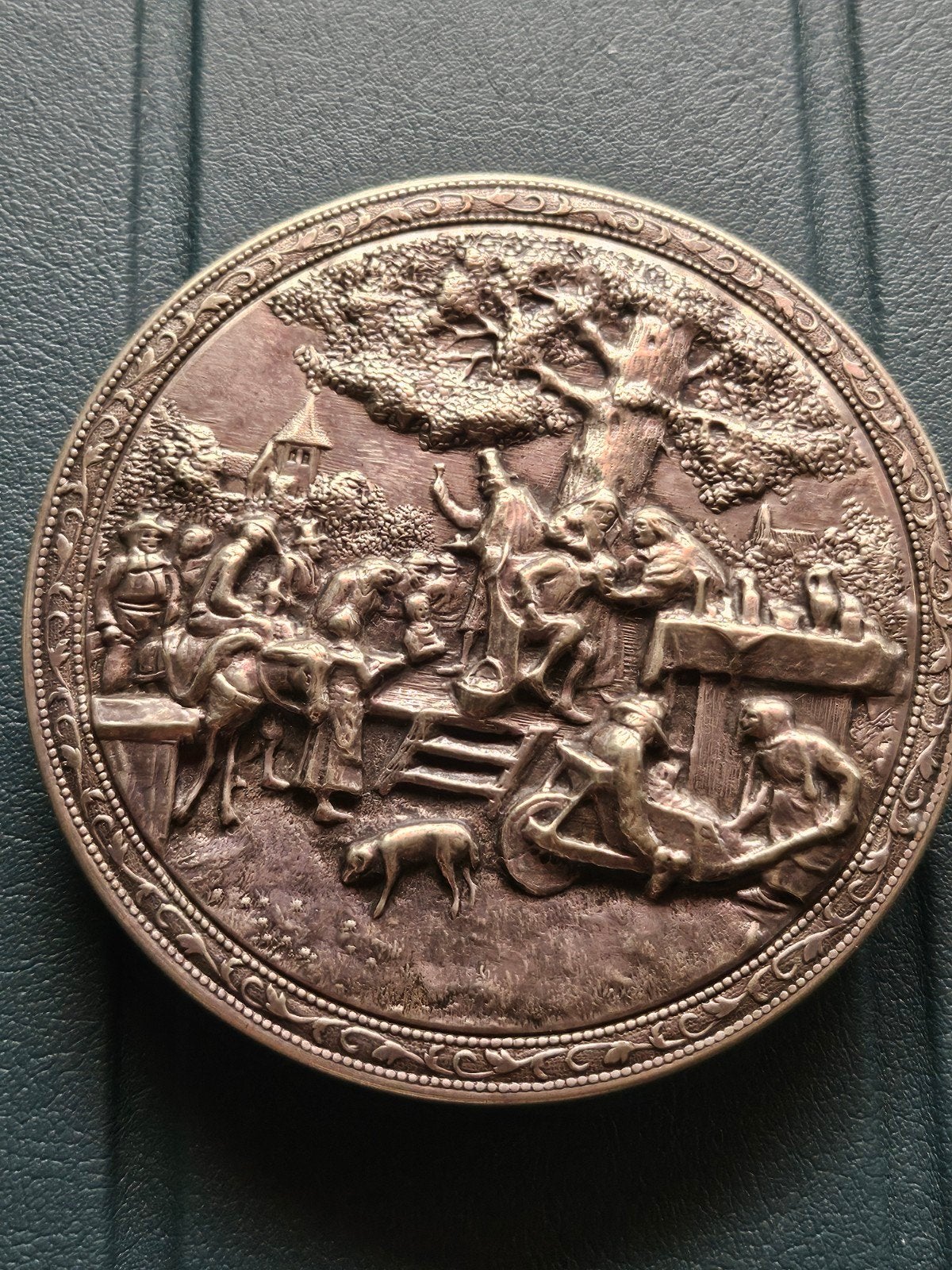 Verzilverde spiegel/poederdoos Hans Jensen Denemarken, Ophalen of Verzenden