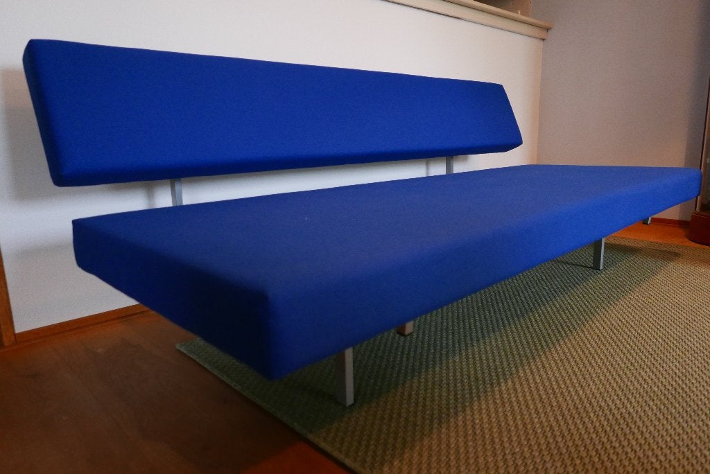 Slaapbank, 1-persoons,  bank, strak modern design, Ophalen, Eenpersoons, Blauw, Zo goed als nieuw