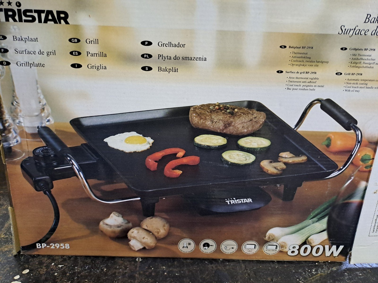 Tristar Bakplaat BP-2958 - Grillplaat 800W, Ophalen of Verzenden, Zo goed als nieuw, Tafelgrill