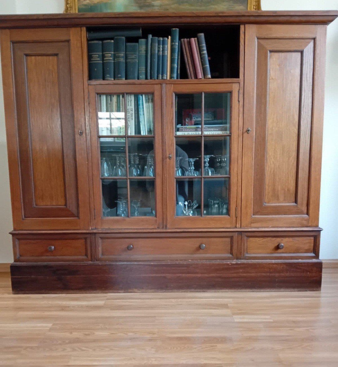 gratis antieke eikenhouten kast, exclusief inhoud, Ophalen, Gebruikt, 25 tot 50 cm