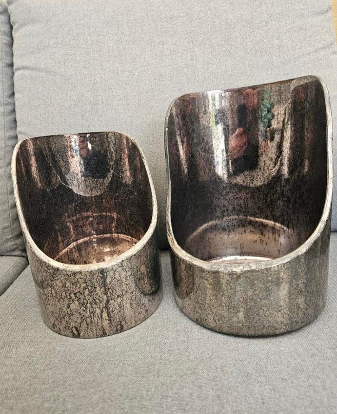 Set van 2 Clayre & Eef zilverkleurige waxinelichthoude, Overige merken, Waxinelichthouder, Nieuw, Ophalen of Verzenden