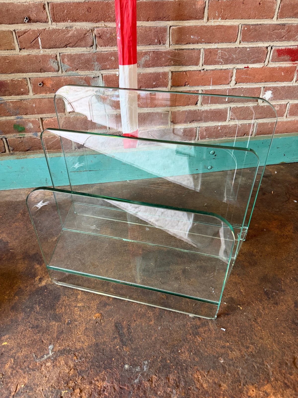 Vintage Glazen Krantenbak - 46 cm breed, Ophalen, Gebruikt, Nvt, Nvt