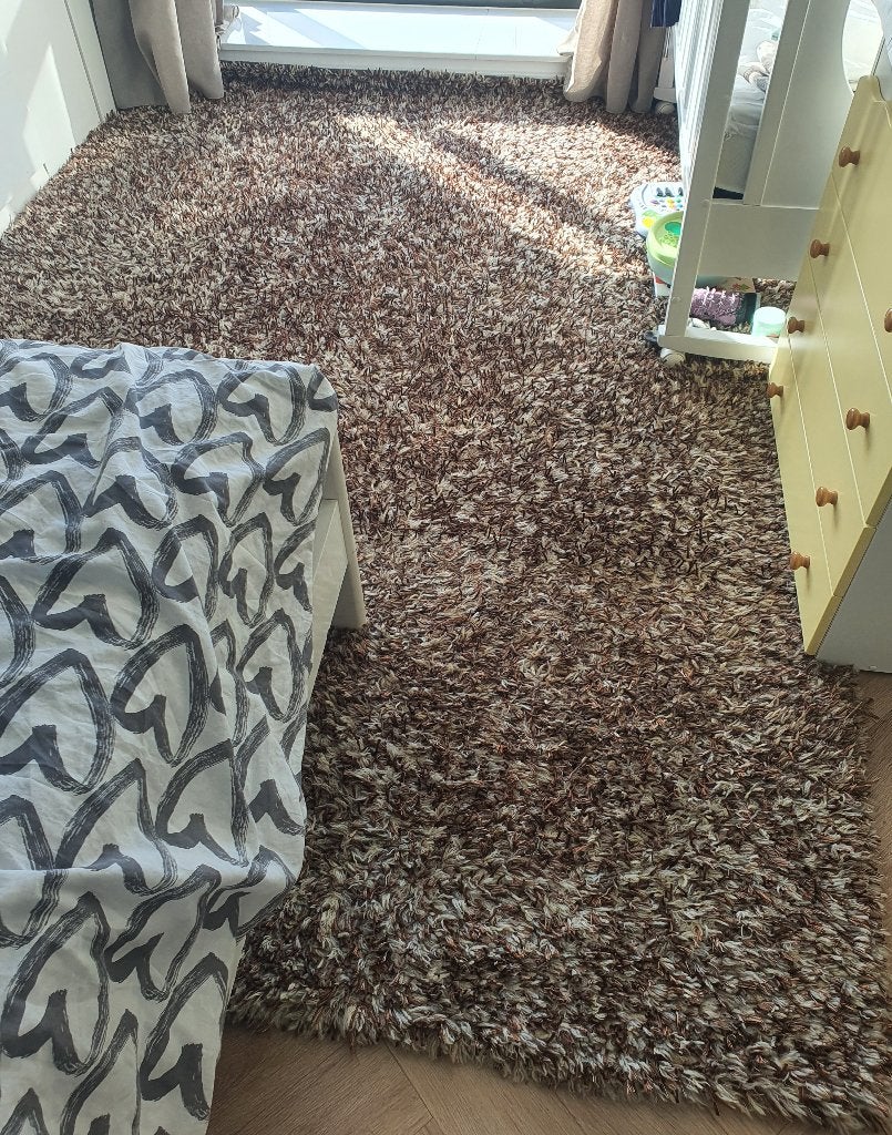 Wollen vloerkleed, Huis en Inrichting, Stoffering | Tapijten en Kleden, Bruin, 200 cm of meer, Ophalen of Verzenden, Zo goed als nieuw