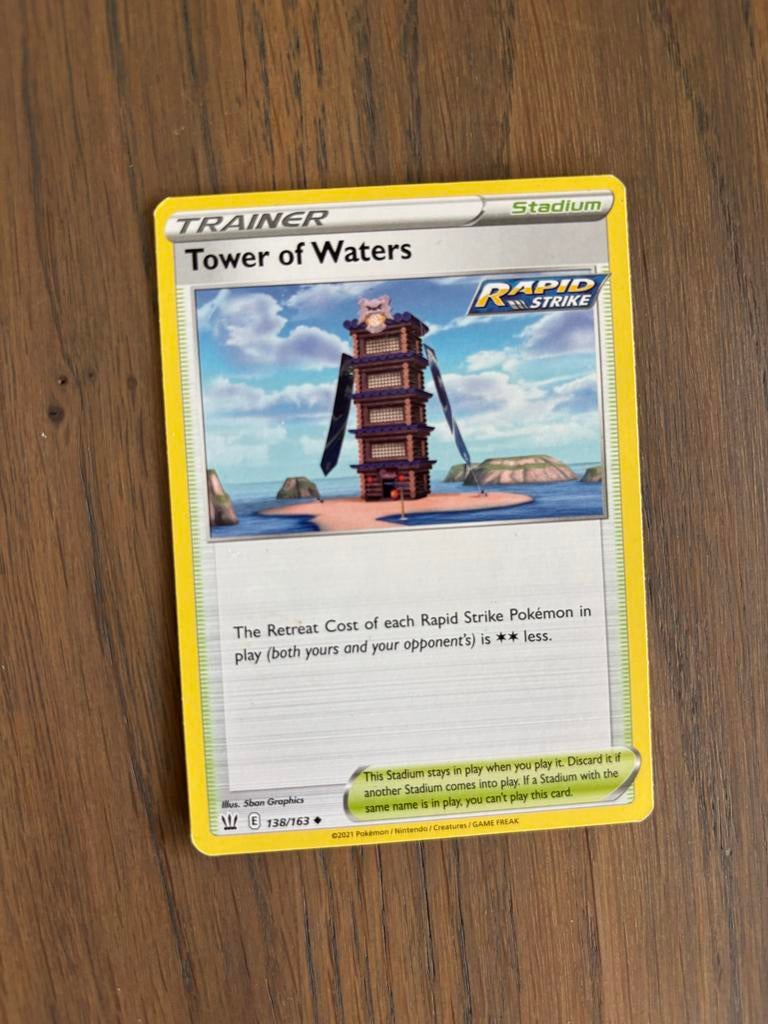 Pokémon TCG: Tower of Waters Trainer Kaart (Rapid Strike), Ophalen of Verzenden, Zo goed als nieuw, Losse kaart