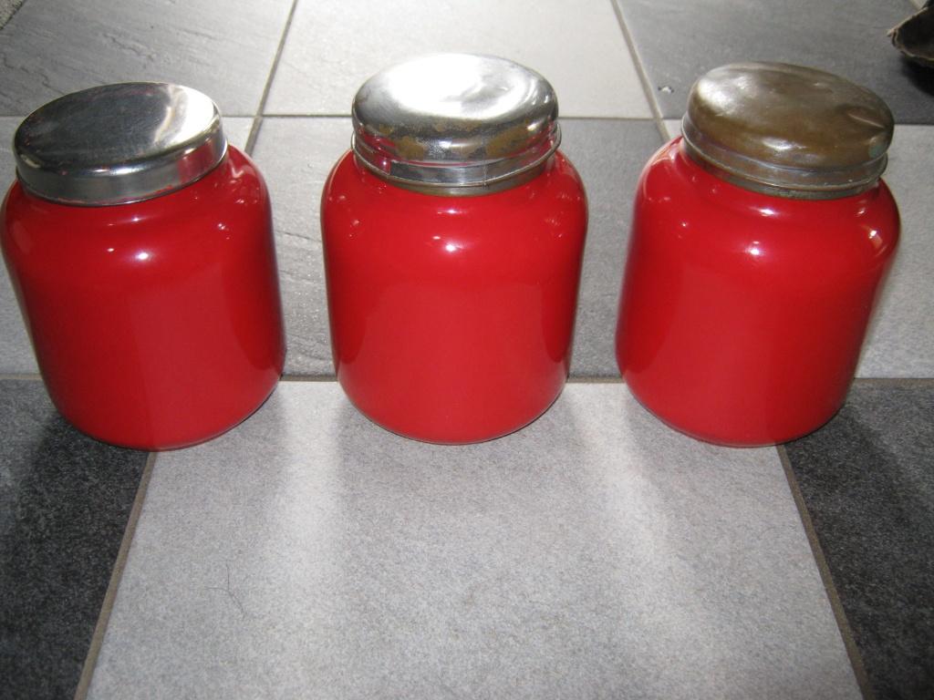 rood emaille bussen set. bol model, zonder tekst, Antiek en Kunst, Antiek | Emaille, Ophalen of Verzenden