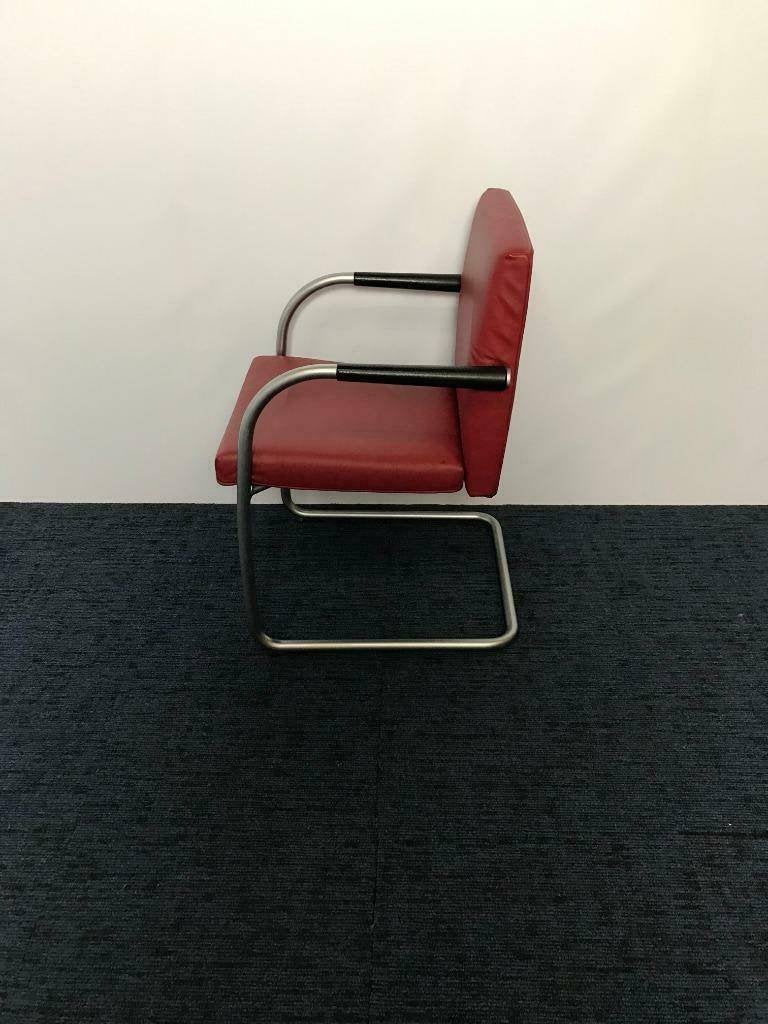7 x Vitra Visasoft Visavis vergaderstoel, rood leder, design, Ophalen, Gebruikt, Leer, Vijf, Zes of meer stoelen