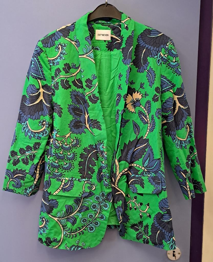 Est'Seven Statement blazer fel groen paisley print M-L 48728