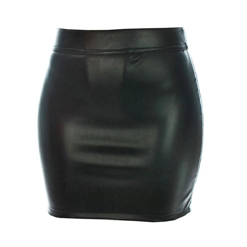 Zwarte leren rok met uitgesneden achterkant, Maat 38/40 (M), Verzenden, Zwart, Nieuw