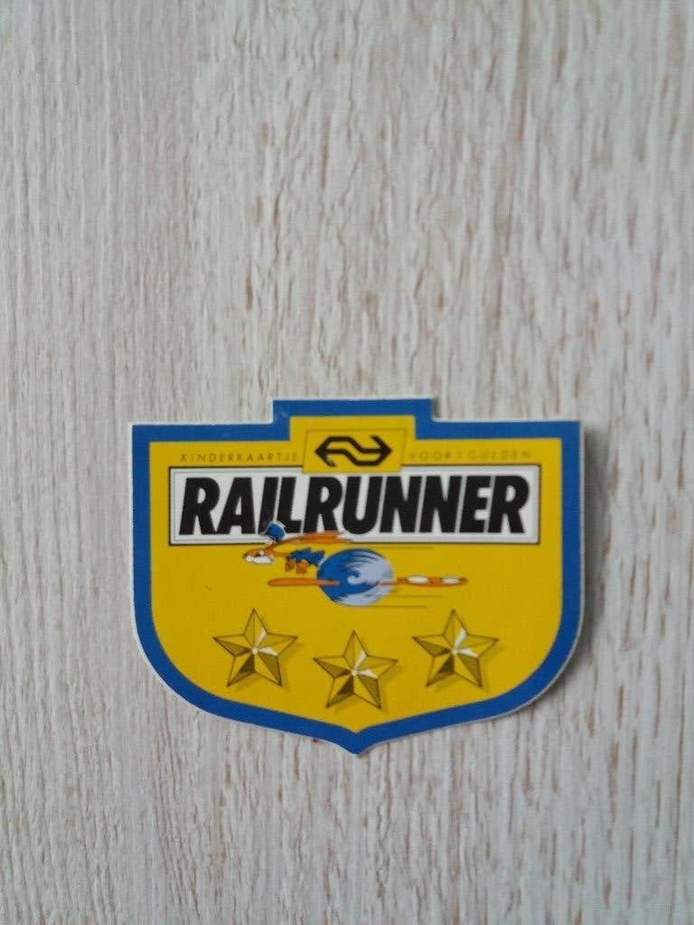 sticker NS kinderkaartje voor 1 gulden RAILRUNNER, Verzamelen, Ophalen of Verzenden, Zo goed als nieuw, Bedrijf of Vereniging