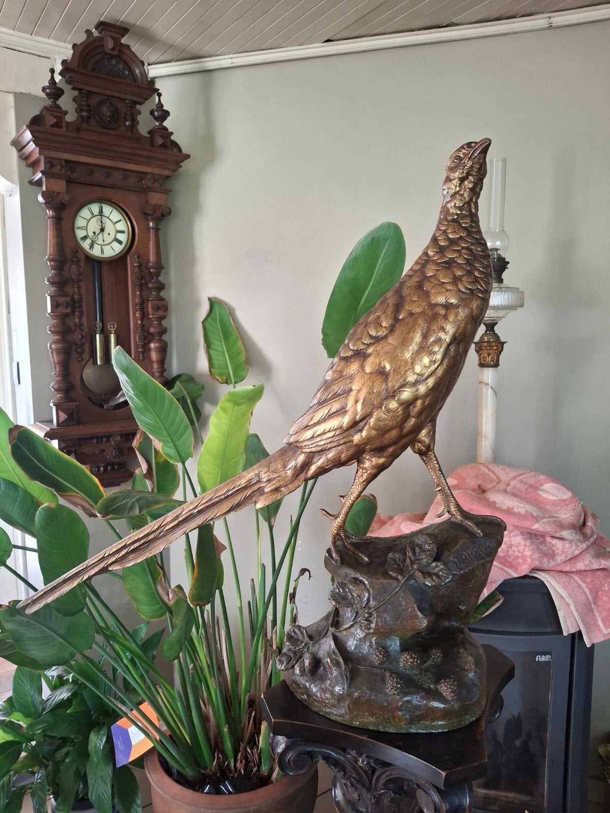 Groot bronzen fazantenbeeld door L. Bureau, Ophalen