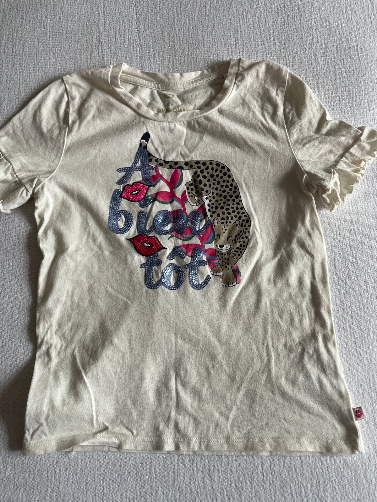 Shirt met opdruk panter mt 122/128, Ophalen of Verzenden, Gebruikt, Meisje, Shirt of Longsleeve