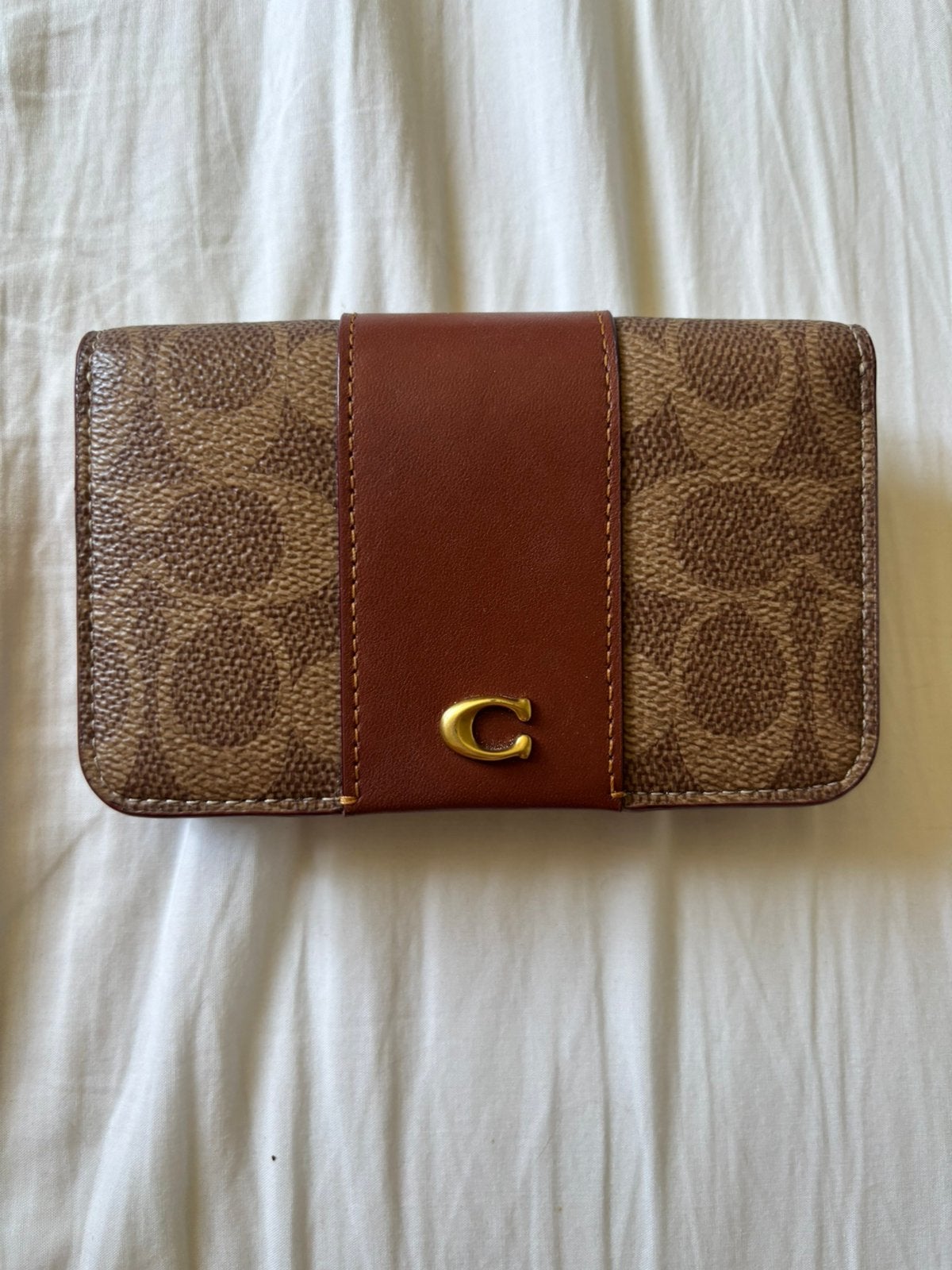 Coach Essential Slim Card Case – Tan Rust, Verzenden, Zo goed als nieuw, Leer