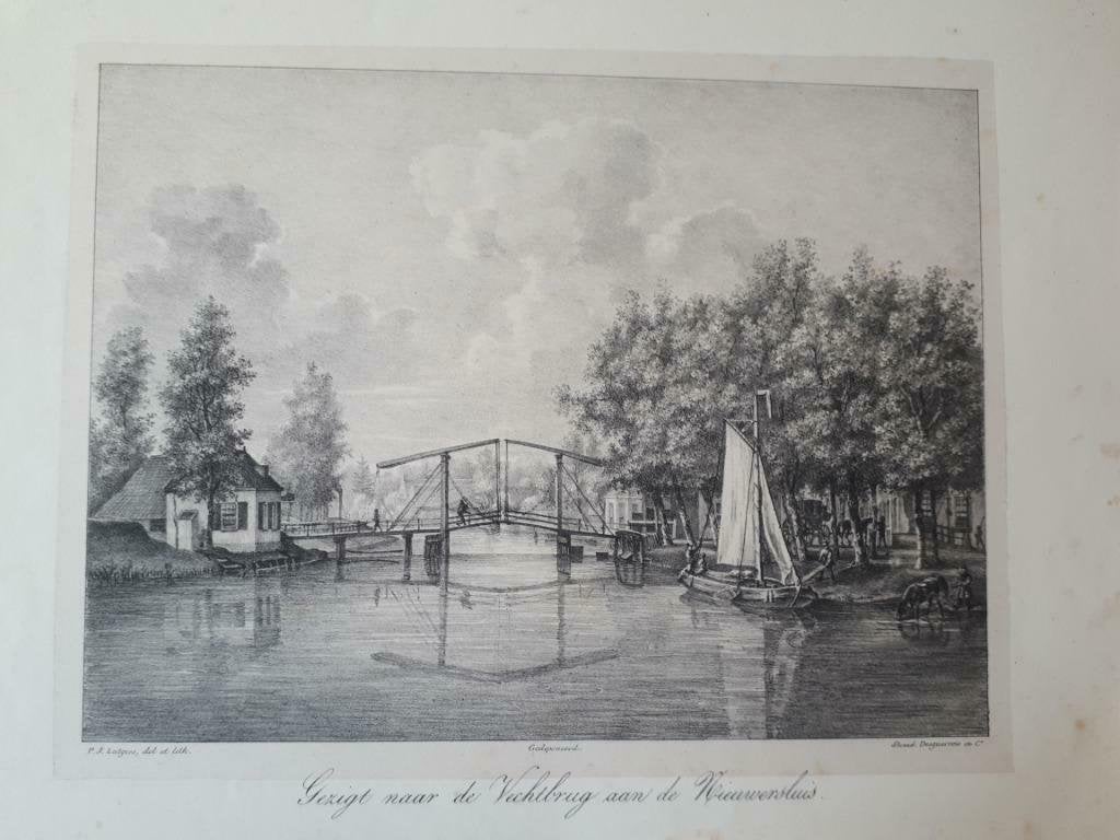 04 / Nieuwersluis gezicht naar de Vechtbrug Litho 1833, Ophalen of Verzenden