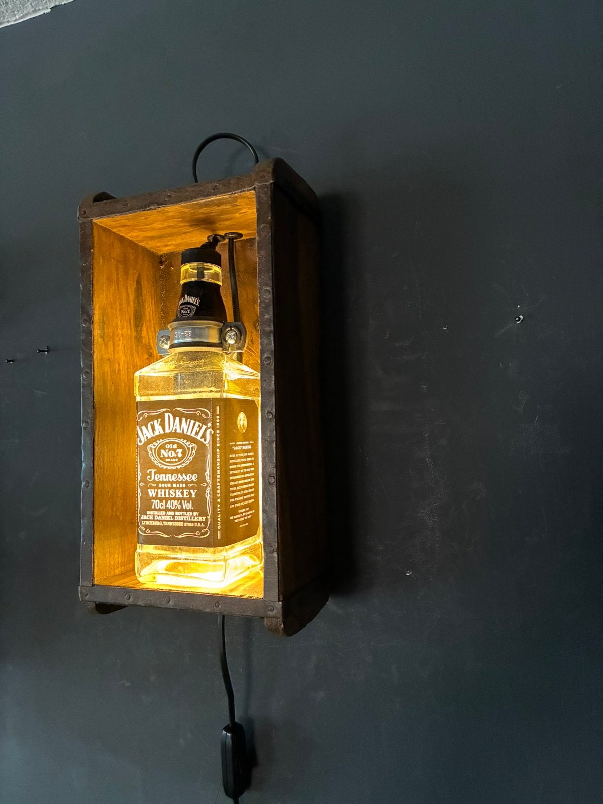 Jack Daniel’s oude steenmal wandlamp, Met schakelaar, Wandlamp, Glas, Meerkleurig
