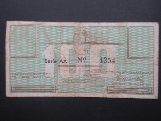 100 Cent 1944 Westerbork Kampgeld (04) WW2 [WATERMERK], Verzenden, Overige soorten, Nederland, Overige typen