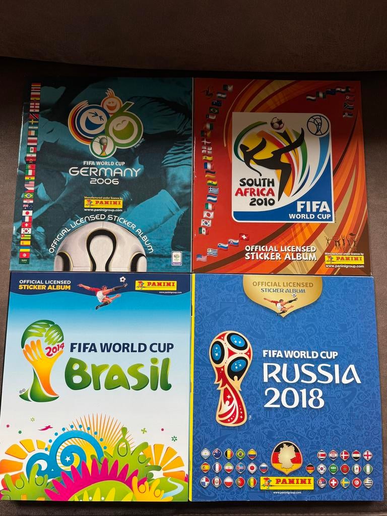 Set van 4 Panini WK Albums (Leeg) | 2006, 2010, 2014, 2018, Ophalen of Verzenden, Zo goed als nieuw, Buitenlandse clubs, Poster, Plaatje of Sticker