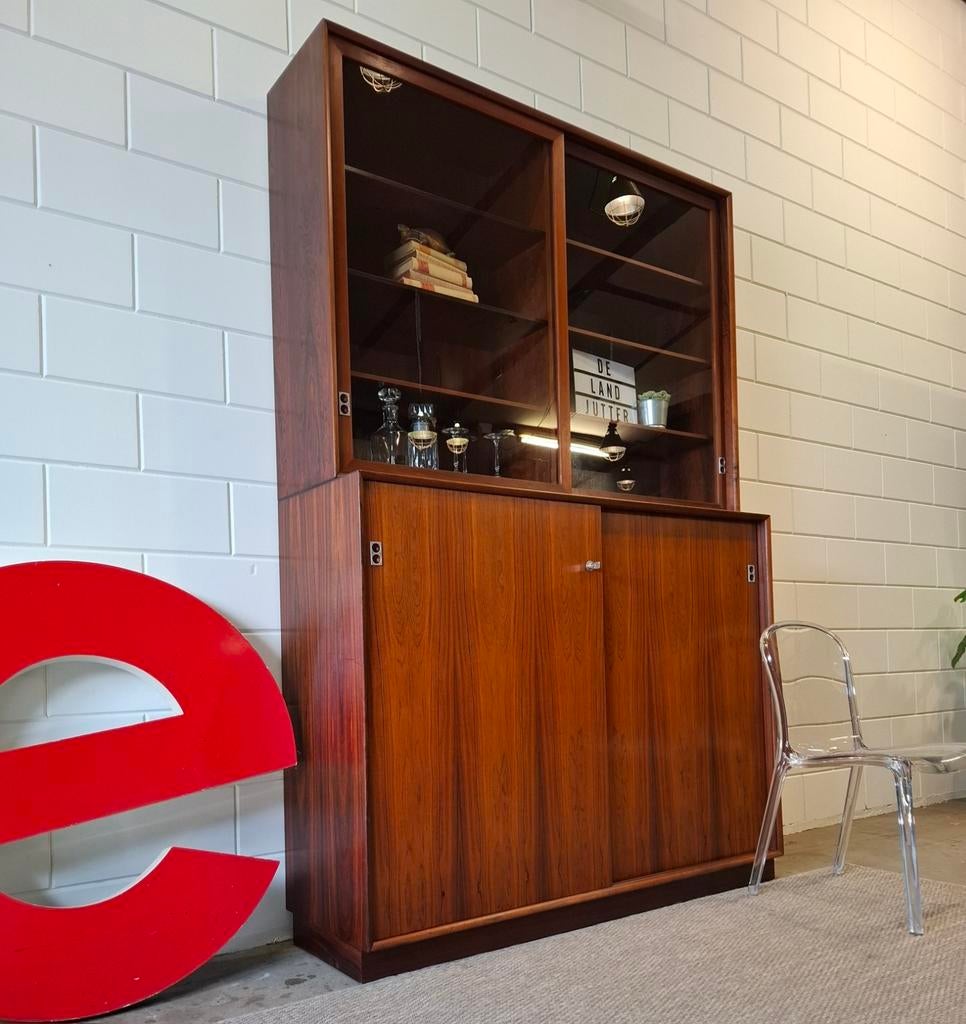 Vintage/Midcentury design buffetkast, houten schoolkast, Huis en Inrichting, Kasten | Buffetkasten, Ophalen, 200 cm of meer, 150 tot 200 cm