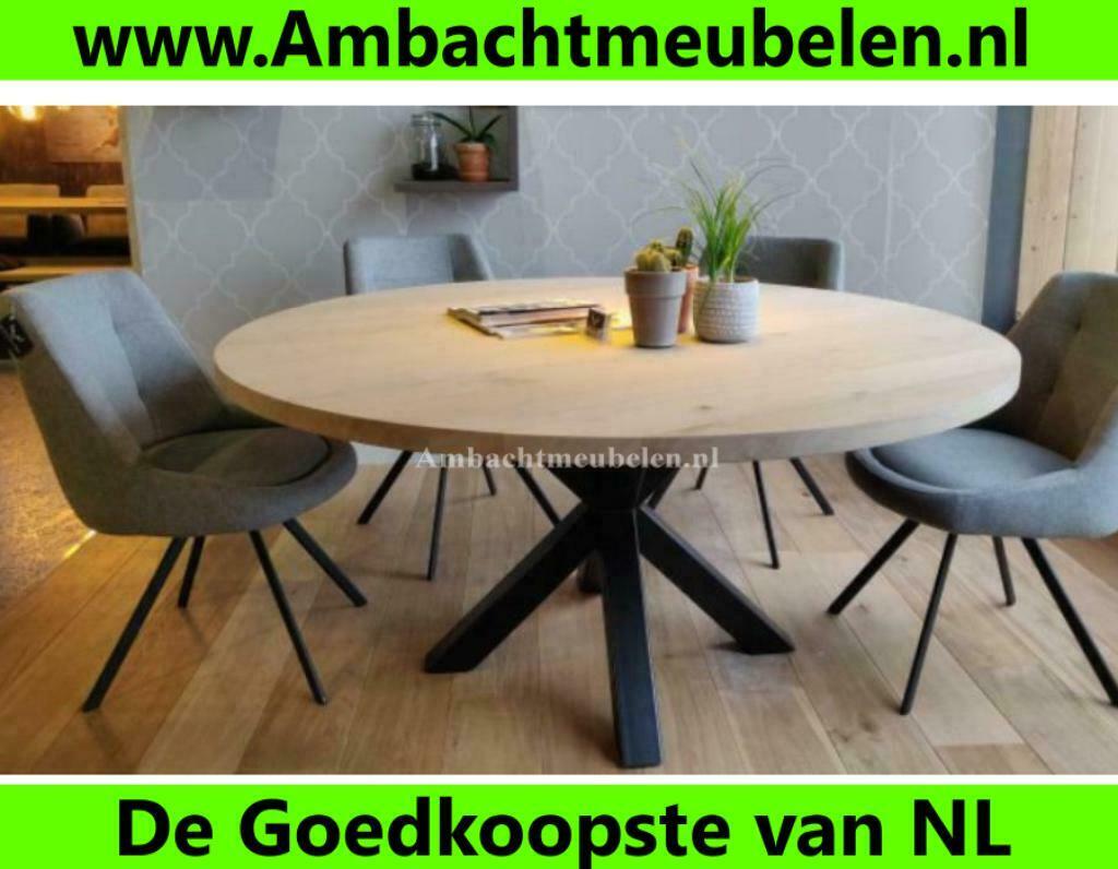 eiken tafel Ronde Tafel Eikenhouten tafelblad rond ELKE MAAT, Huis en Inrichting, Ophalen of Verzenden, Nieuw, Rond, Eikenhout