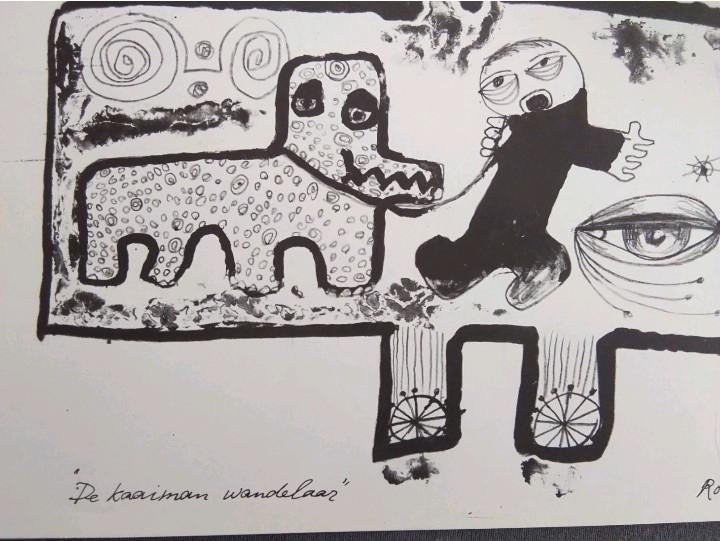 Rob Schotman Litho 1966 De Kaaiman Wandelaar, Antiek en Kunst, Ophalen of Verzenden
