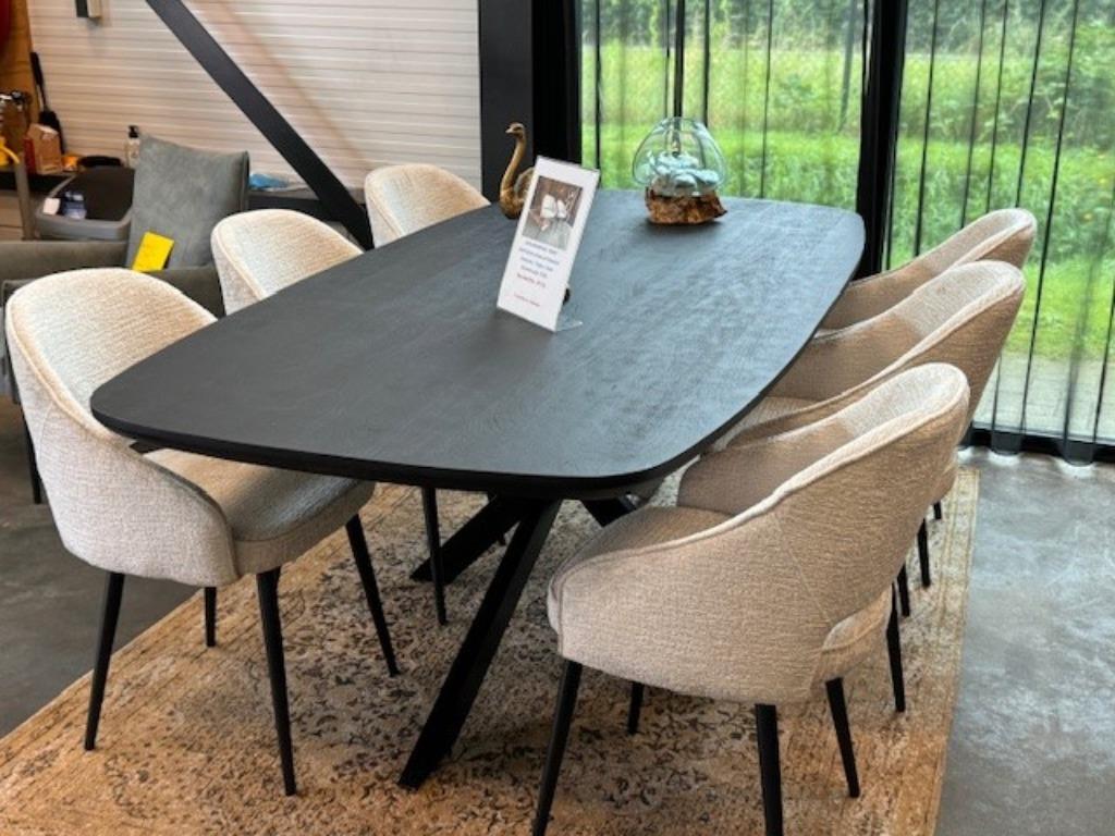 Deens Ovaal of Ovale tafel met facet rand in Zwart / Naturel, Huis en Inrichting, Tafels | Eettafels, Nieuw, 100 tot 150 cm, 200 cm of meer