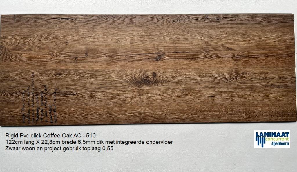 Pvc click Coffee Oak 6,5mm met integreerde ondervloer €29,95, Bruin, Nieuw, Ophalen of Verzenden, Laminaat