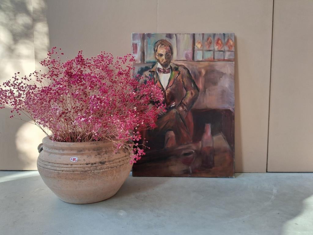 Schilderij 50 x 70 vintage midcentury retro, Gebruikt, 50 tot 75 cm, Ophalen of Verzenden, Schilderij