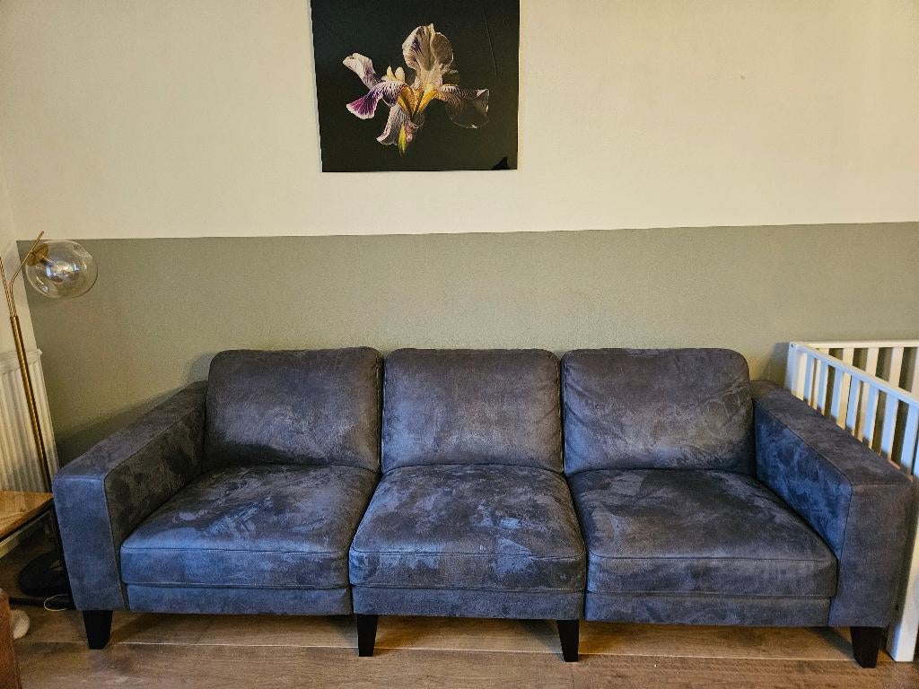 Bankstel microleder 3 zits, Huis en Inrichting, Banken | Bankstellen, Ophalen, Driepersoons, 75 tot 100 cm, Leer
