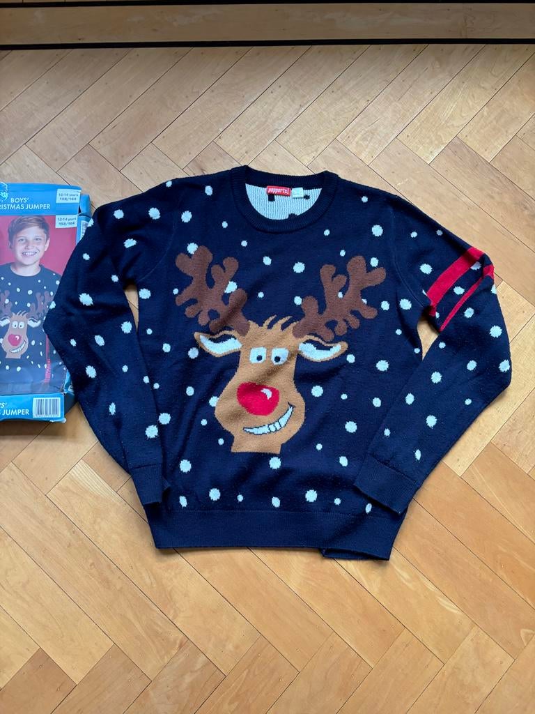 Kersttrui Pepper's Jongen 158/164 met rendier donker blauw!, Kerstmis of Sinterklaas, Ophalen of Verzenden, Kleding, Maat 34 (XS) of kleiner
