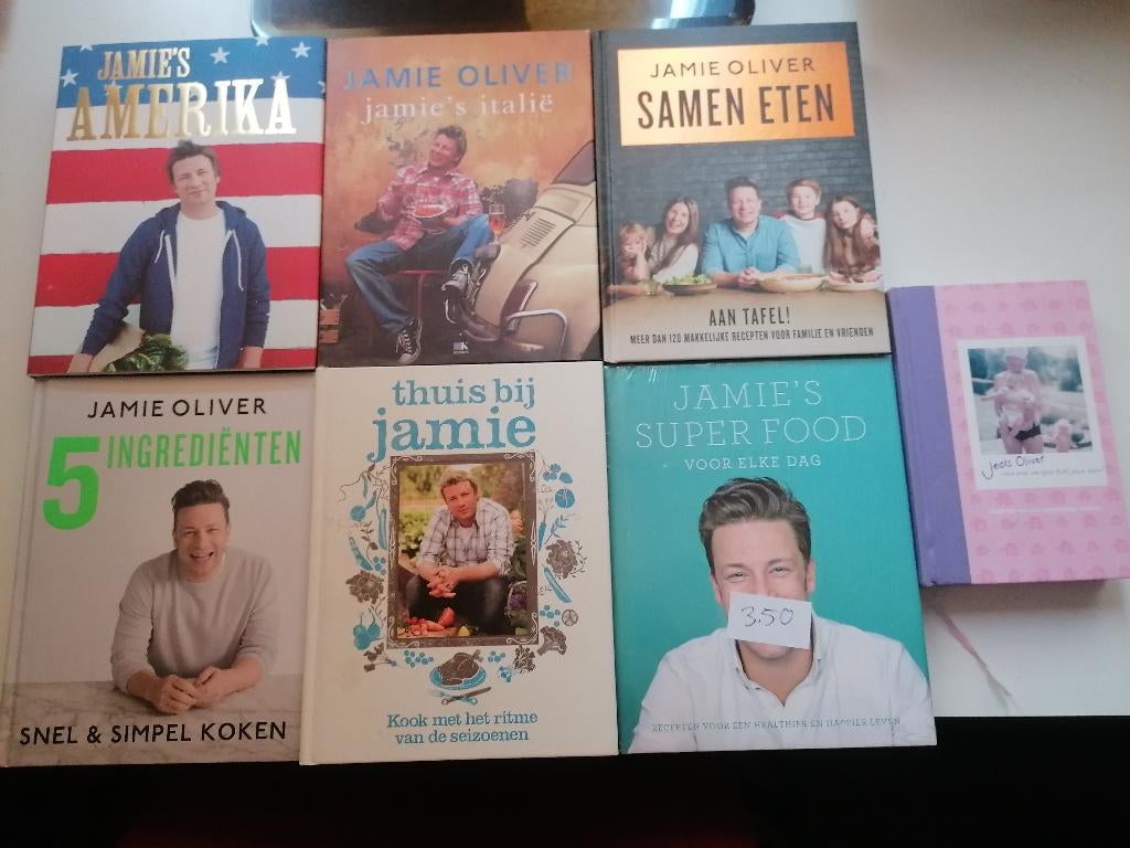 6X JAMIE OLIVER thuis samen eten Italië Amerika ingrediënten, Ophalen of Verzenden, Zo goed als nieuw, JAMIE OLIVER