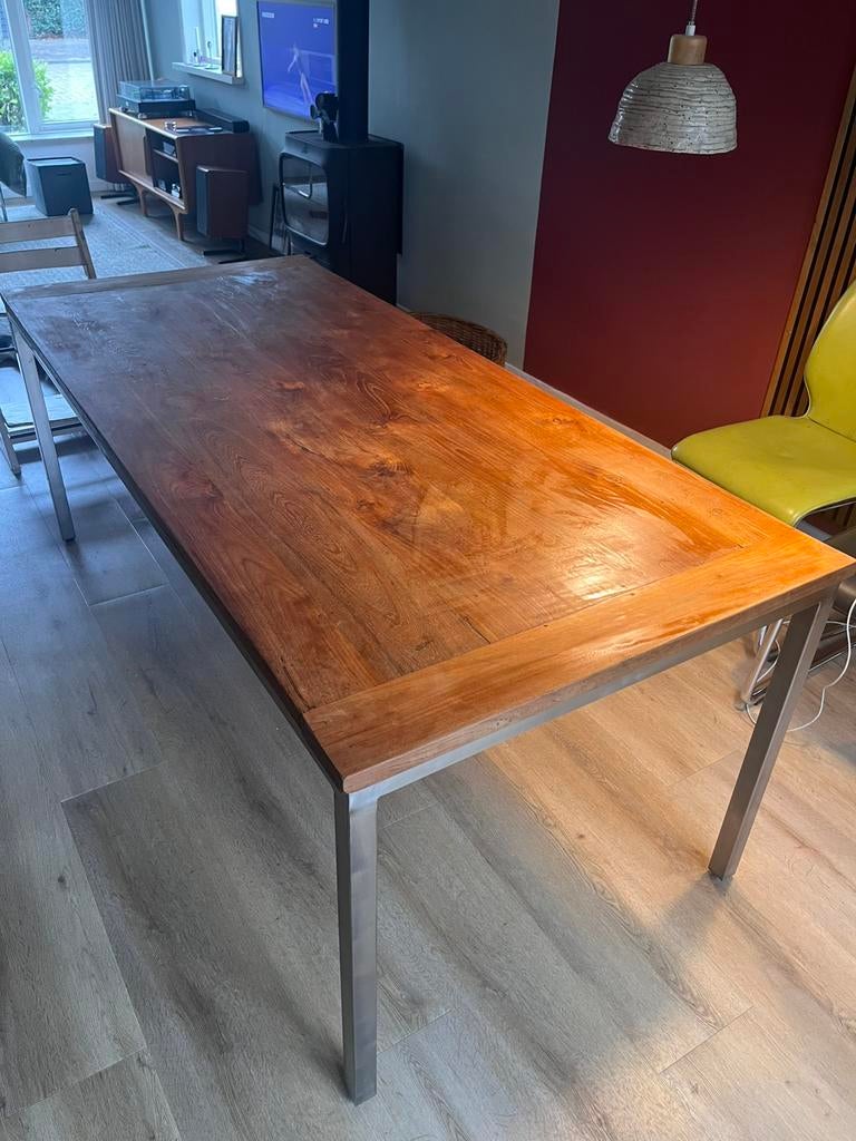 Industriële tafel (loods 5), Huis en Inrichting, Tafels | Eettafels, Ophalen, Gebruikt, 200 cm of meer, 50 tot 100 cm