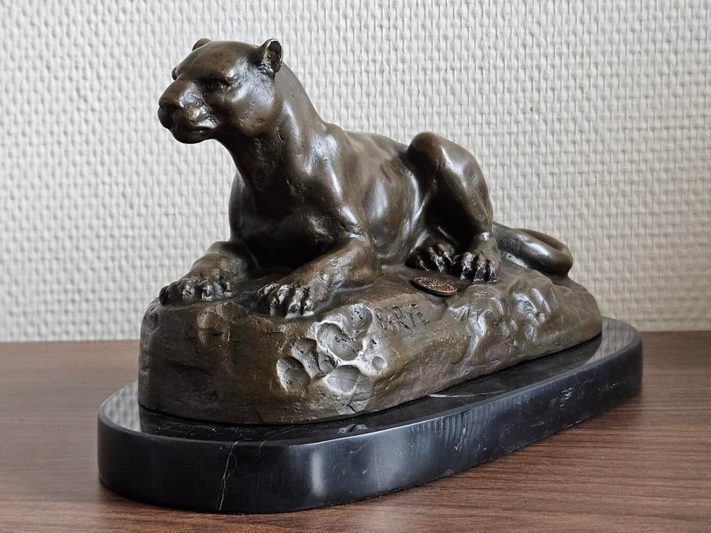 Bronzen beeld liggende leeuw leeuwin brons keurmerk nieuw, Ophalen of Verzenden
