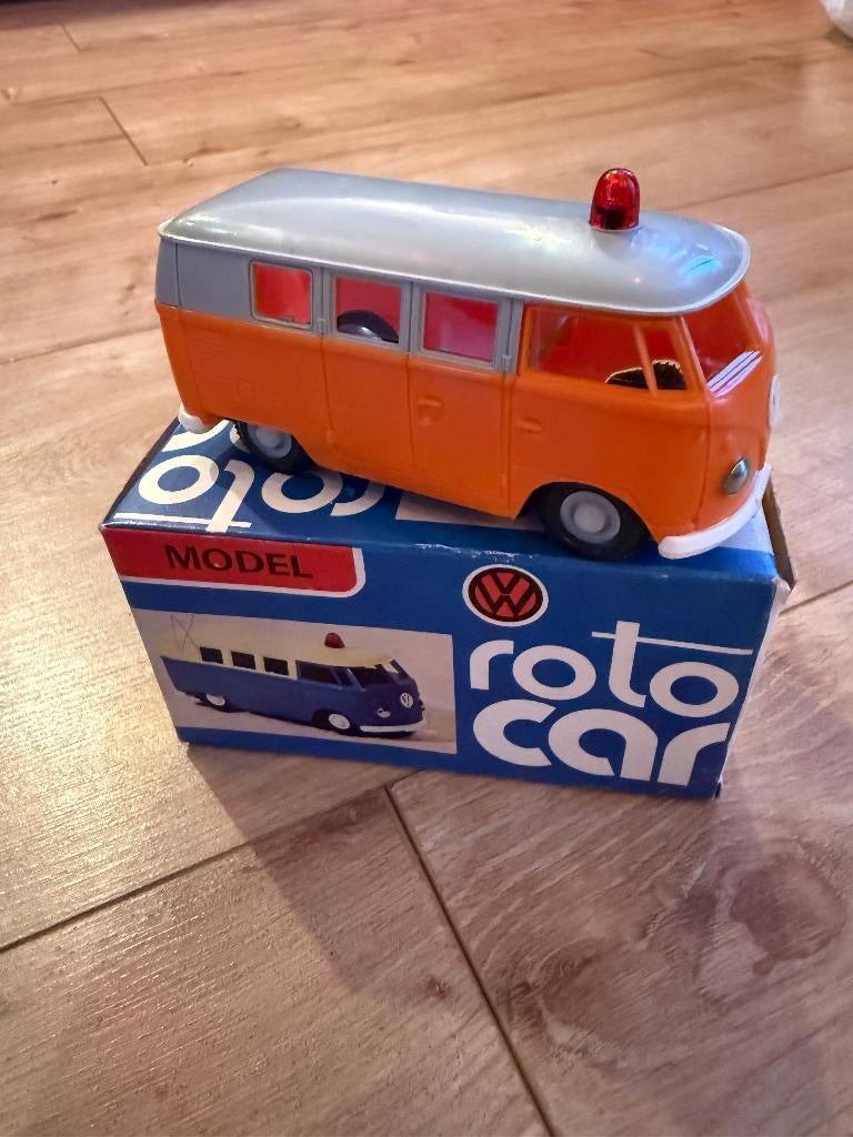 Roto Car Volkswagen T1 Bus met zwaailicht, vintage jaren 70,, Ophalen of Verzenden, Gebruikt, Auto