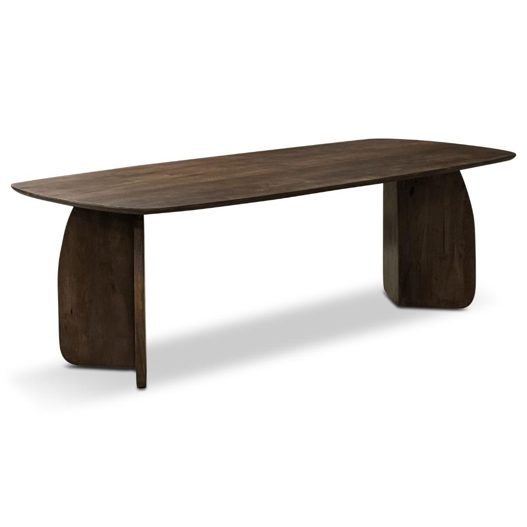 Massief houten tafel in bruin walnut Japandi.   **nieuw**, Huis en Inrichting, Tafels | Eettafels, Ophalen, 50 tot 100 cm, Vijf personen of meer