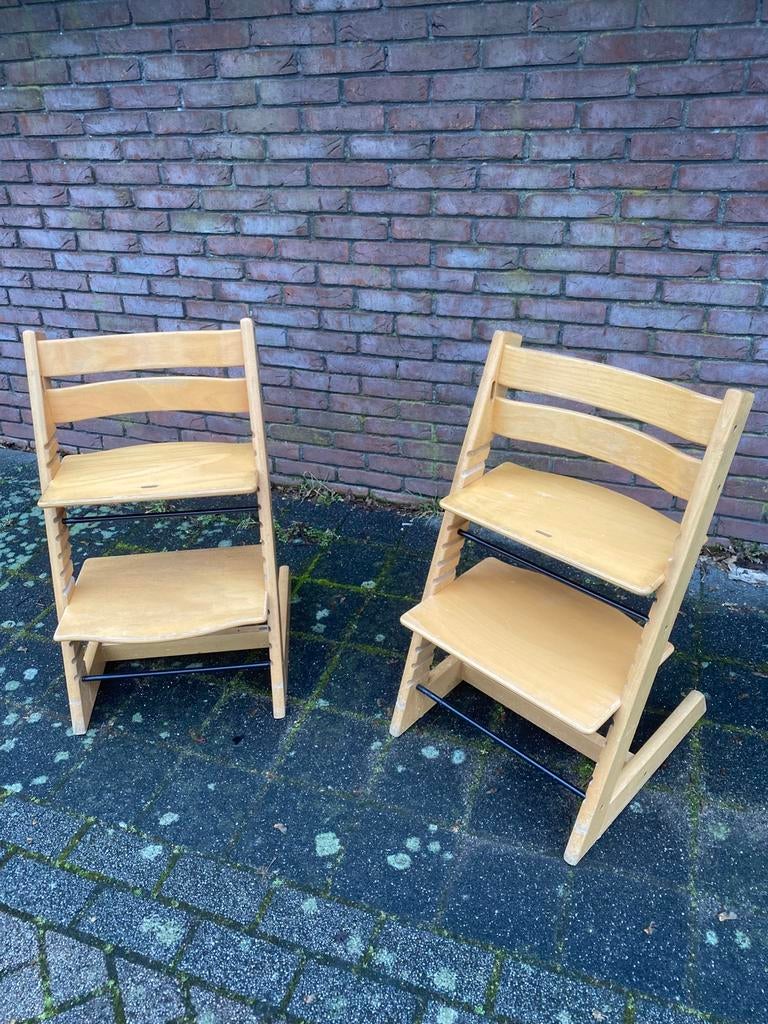 Stokke tripp trapp meegroeistoel hout naturel 2x, Kinderen en Baby's, Kinderstoelen, Ophalen of Verzenden, Gebruikt, Meegroeistoel