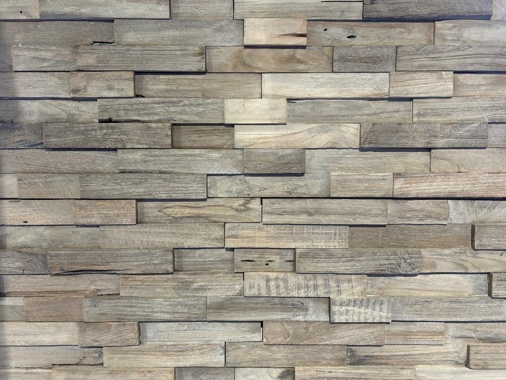 Wandpaneel teak- grey wash 27,50 per 10 stuks (ca 1 m2), Ophalen of Verzenden, Nieuw