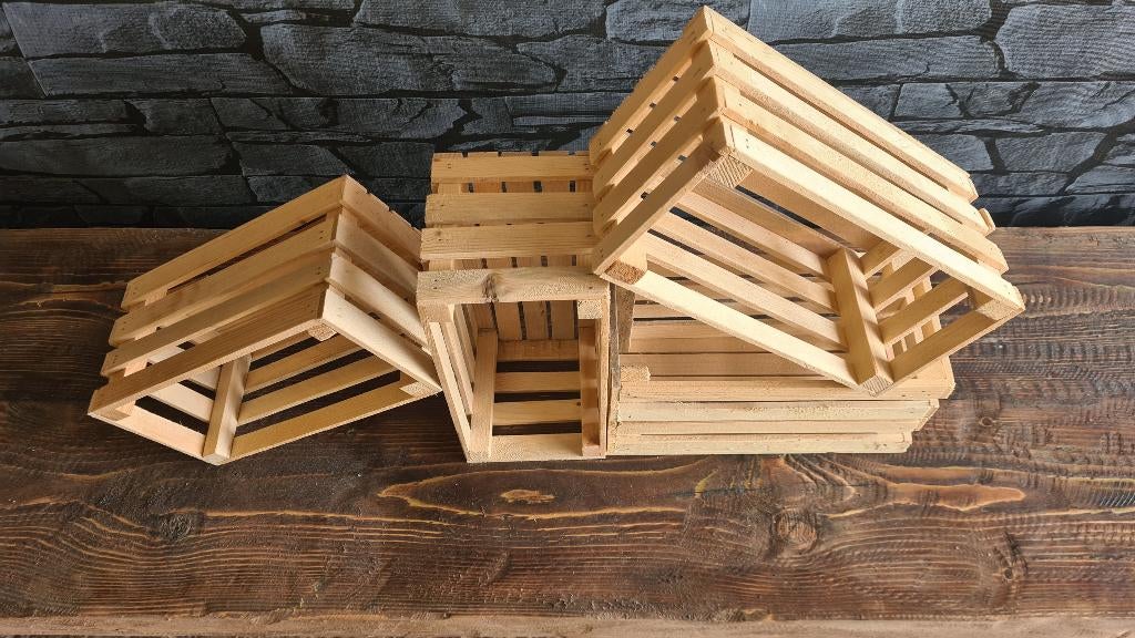 Decoratieve kistjes / Appelkistjes – Naturel, Huis en Inrichting, Minder dan 50 cm, Nieuw, Ophalen of Verzenden, Minder dan 50 cm