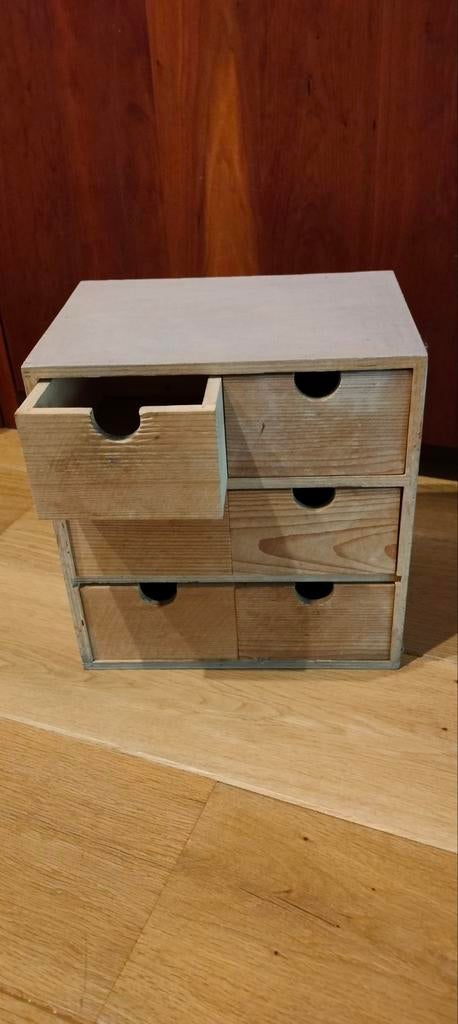 Houten ladekastje met 6 laden, Huis en Inrichting, Kasten | Ladekasten, Ophalen, Minder dan 50 cm, Gebruikt, 5 laden of meer