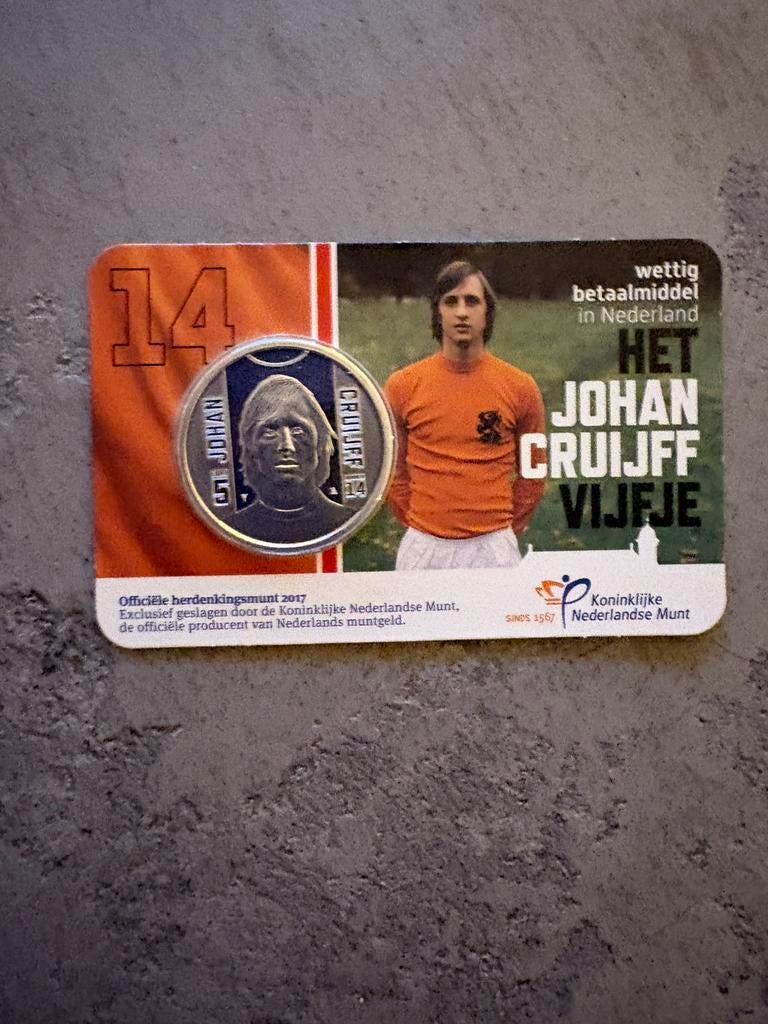 Johan cruijff herdenkingsmunt 2017, Postzegels en Munten, Munten | Nederland, Koningin Beatrix, Zilver, Euro's, Ophalen of Verzenden