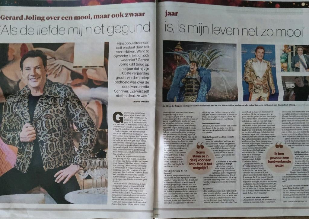 Gerard Joling Krantenartikel Knipsel, Verzamelen, Ophalen of Verzenden, 1980 tot heden, Nederland, Knipsel(s)