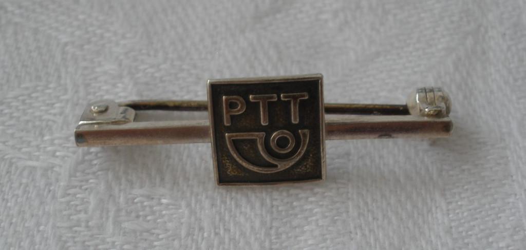 Zilveren PTT broche / speld voorzien van keurmerken, Verzamelen, Speldjes, Pins en Buttons, Ophalen of Verzenden, Zo goed als nieuw