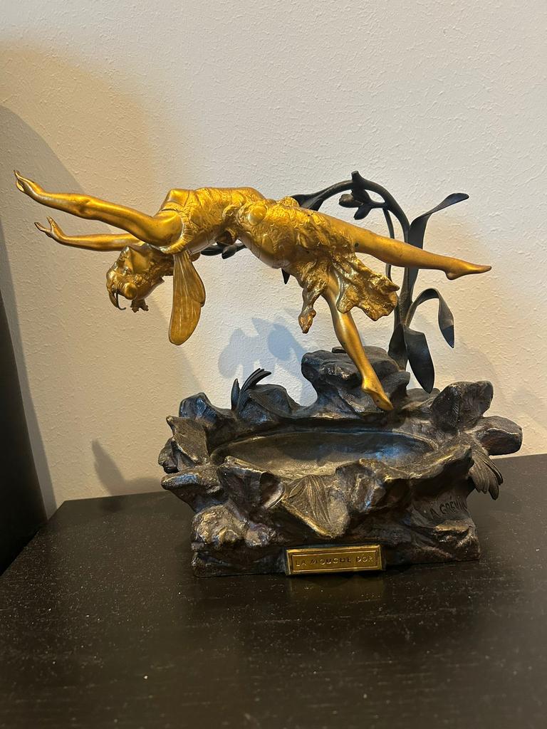 Franse Art Nouveau sculptuur – “La Mouche d’Or”, 1 speler, Ophalen, Zo goed als nieuw
