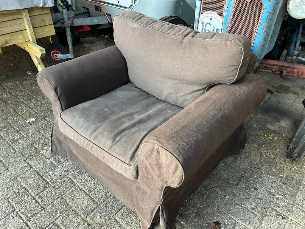Ektorp 1 pers fauteuil bruin, Ophalen, Gebruikt, 75 tot 100 cm, 75 tot 100 cm