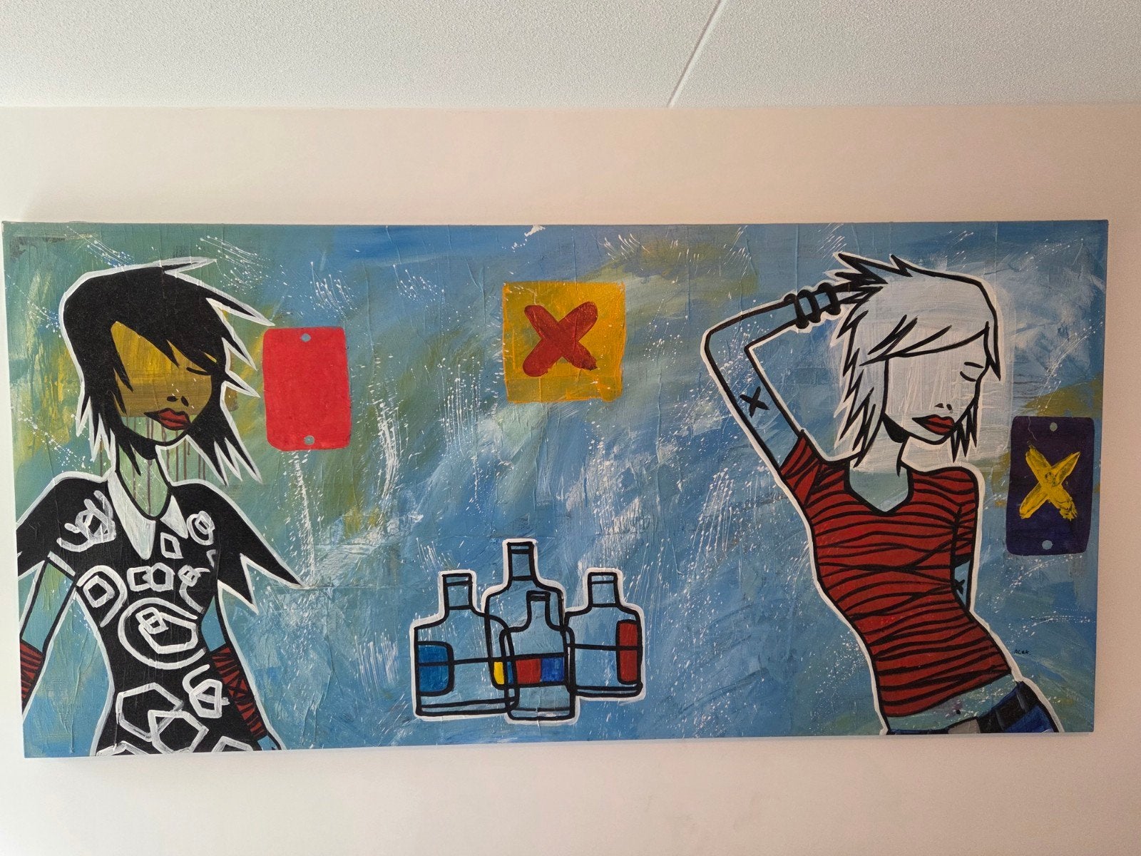 Gorillaz-stijl Schilderij van Alek - Uniek Kunstwerk, Ophalen